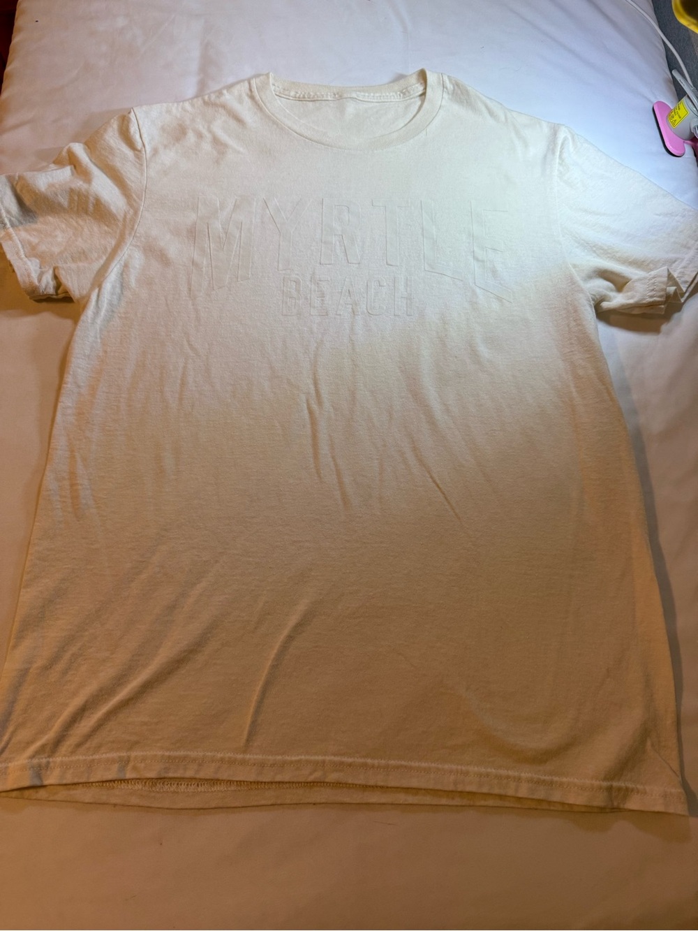 White Embossed Myrtle Beach Logo Crew Neck T-Shirt